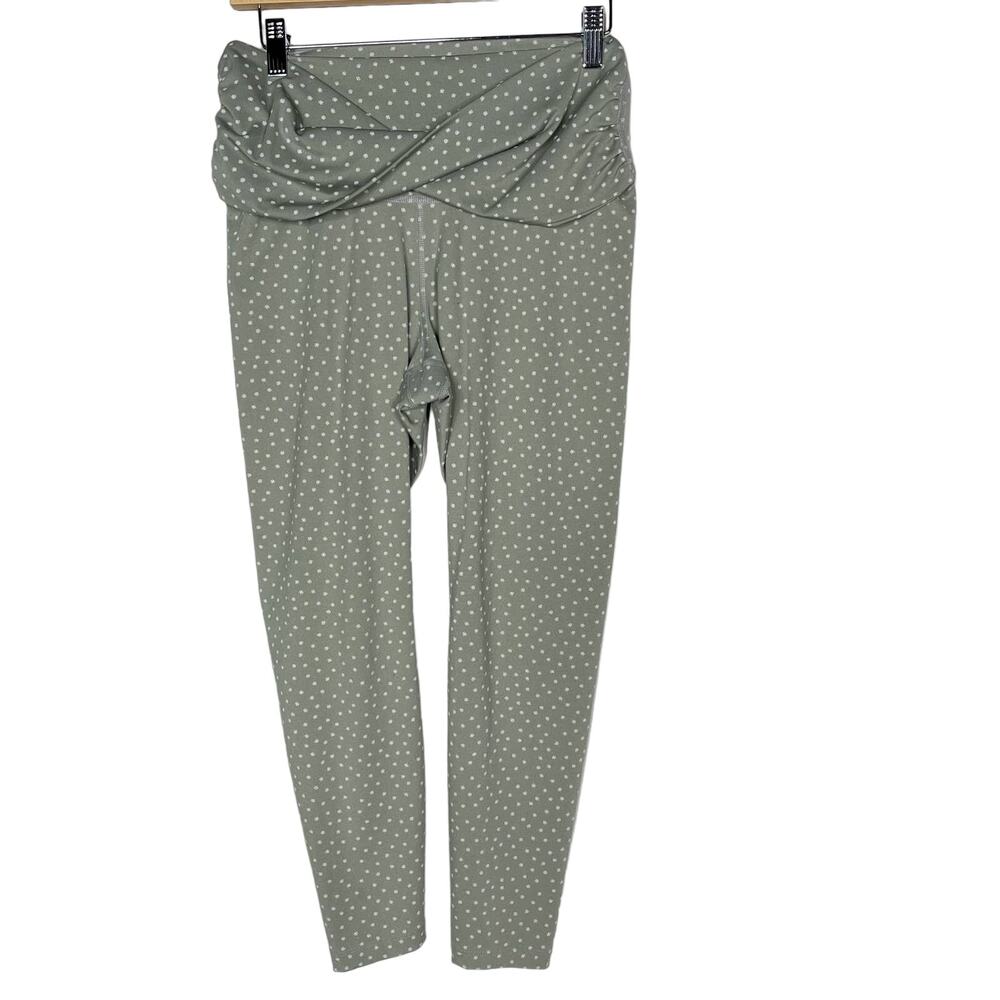 Nike Womens Large L Gray Green White Yoga Dots Twist Waist Leggings 7/8 Tights